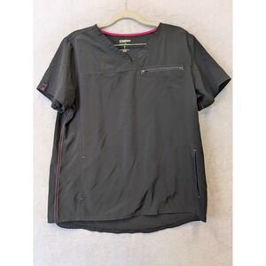 Scrubstar Women's Size M Black V-Neck Scrub Top Pink Trim Ethical Fabric